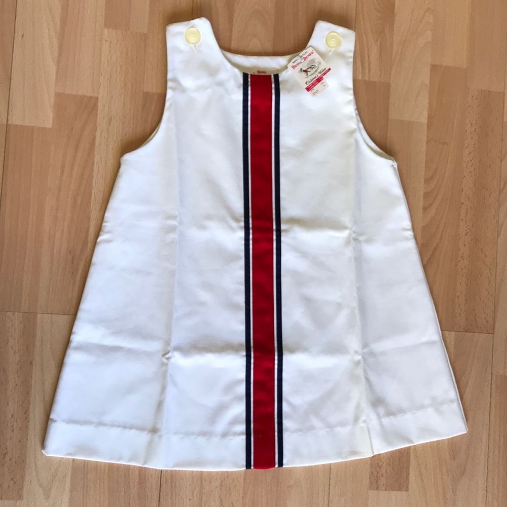 Vintage NWT Buster Brown White Dress Red Stripe